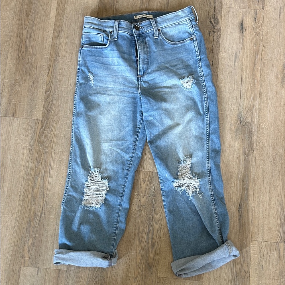 Distressed High-rise Boyfriend Jeans